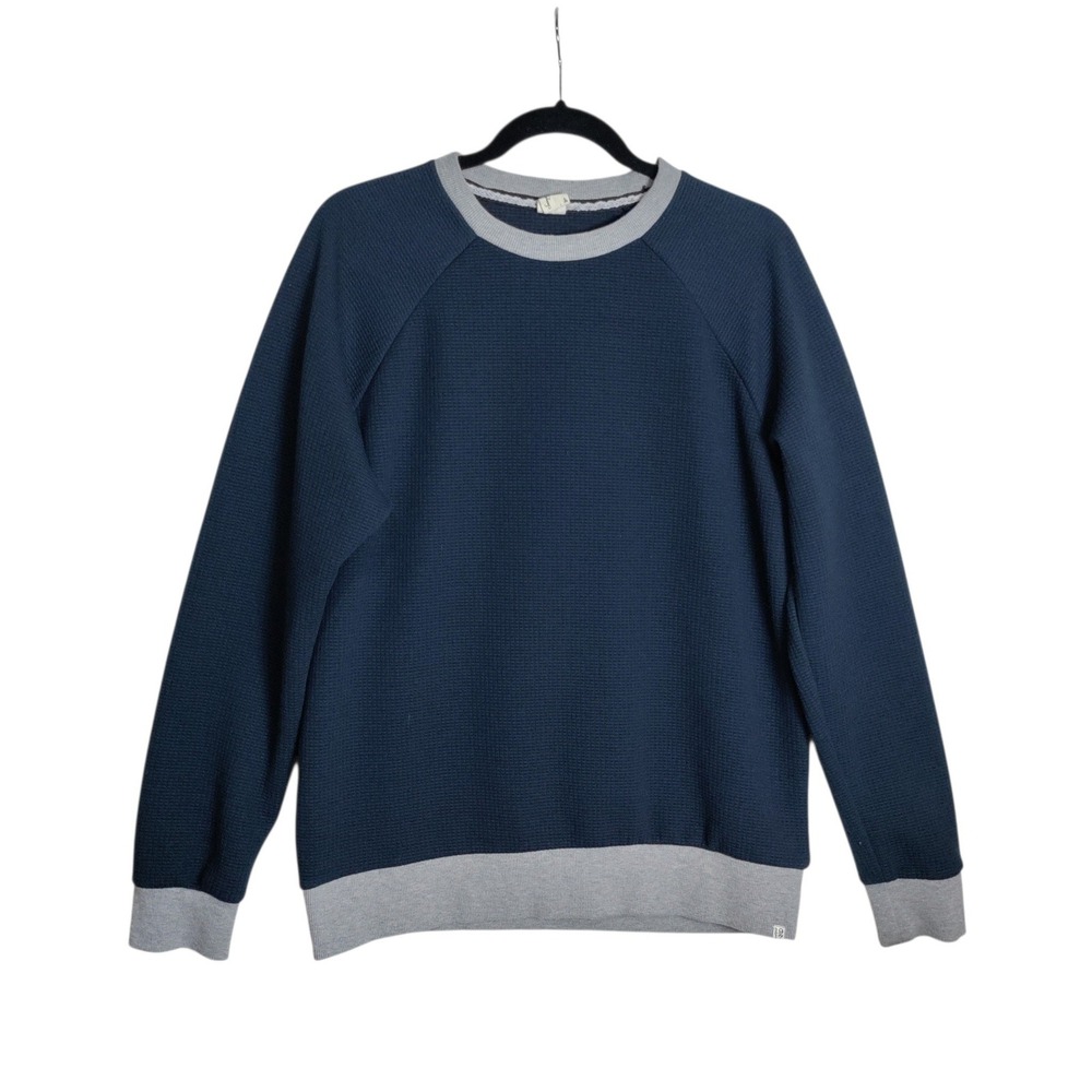 Sovereign Code Mens Waffle Knit Raglan Pullover Sweatshirt Navy Gray Size L